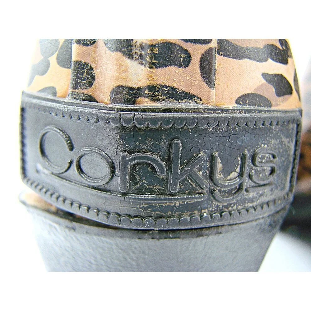 CORKYS Womens Girls Black Brown Leopard Print Cowgirl Ankle Rainboots Size US 5